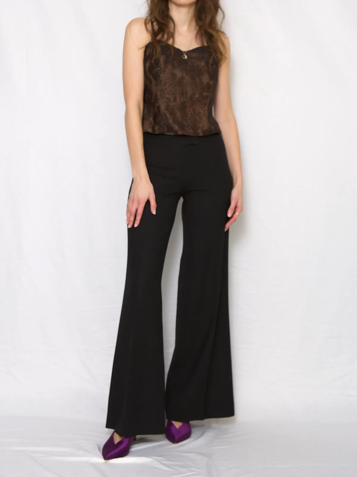 90s vintage flared trousers low waist by Barbara Bui