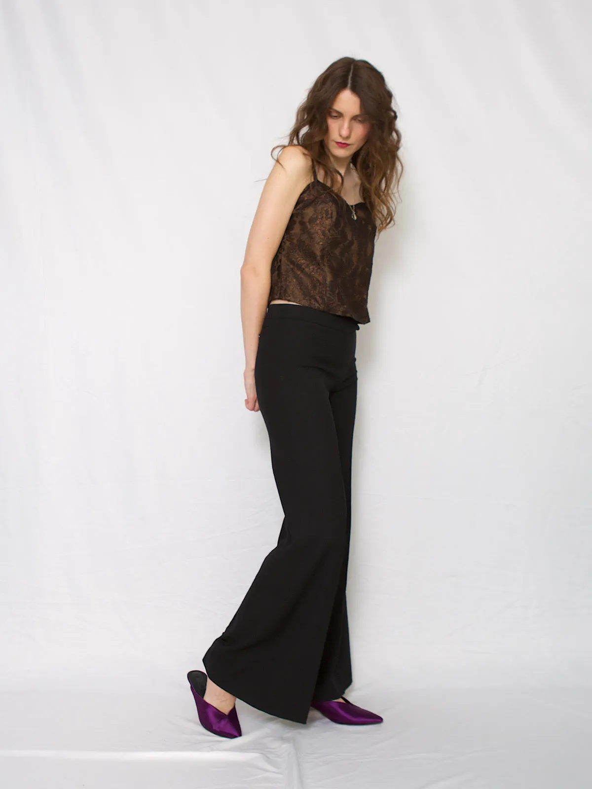 90s vintage flared trousers low waist by Barbara Bui