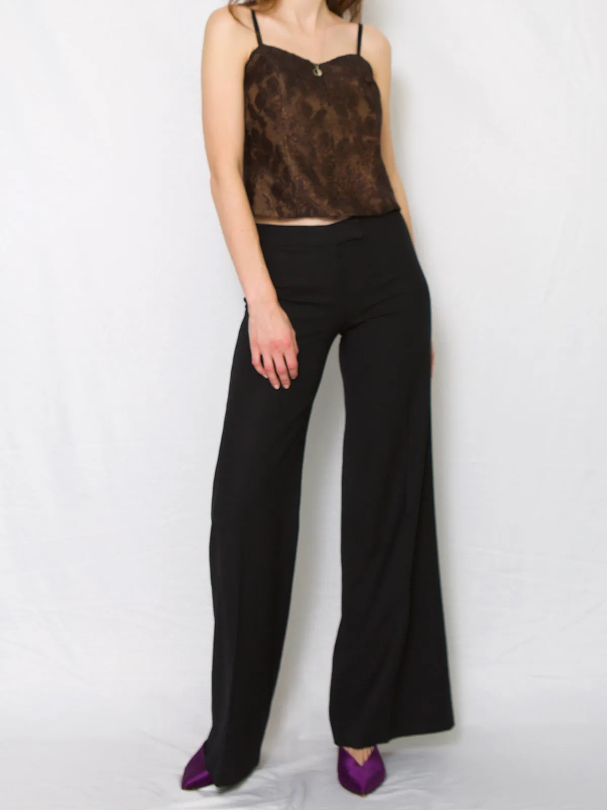 90s vintage flared trousers low waist by Barbara Bui
