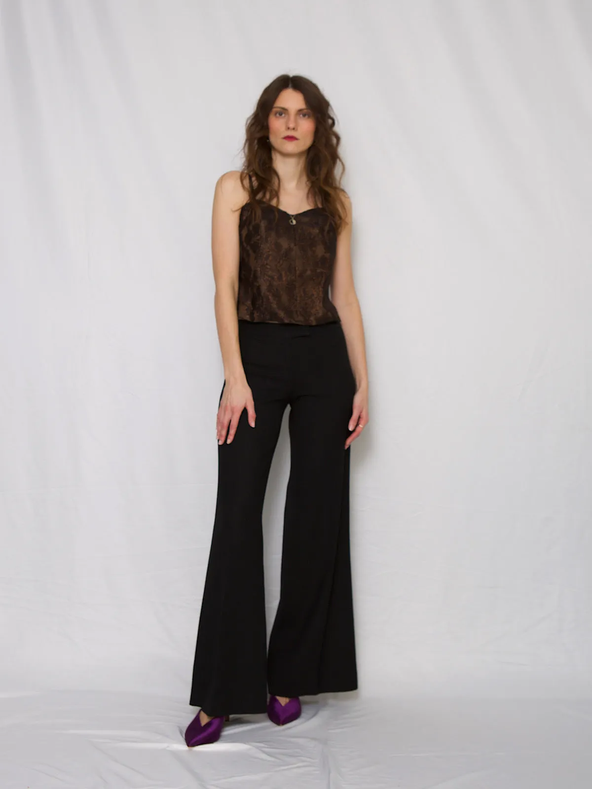 90s vintage flared trousers low waist by Barbara Bui