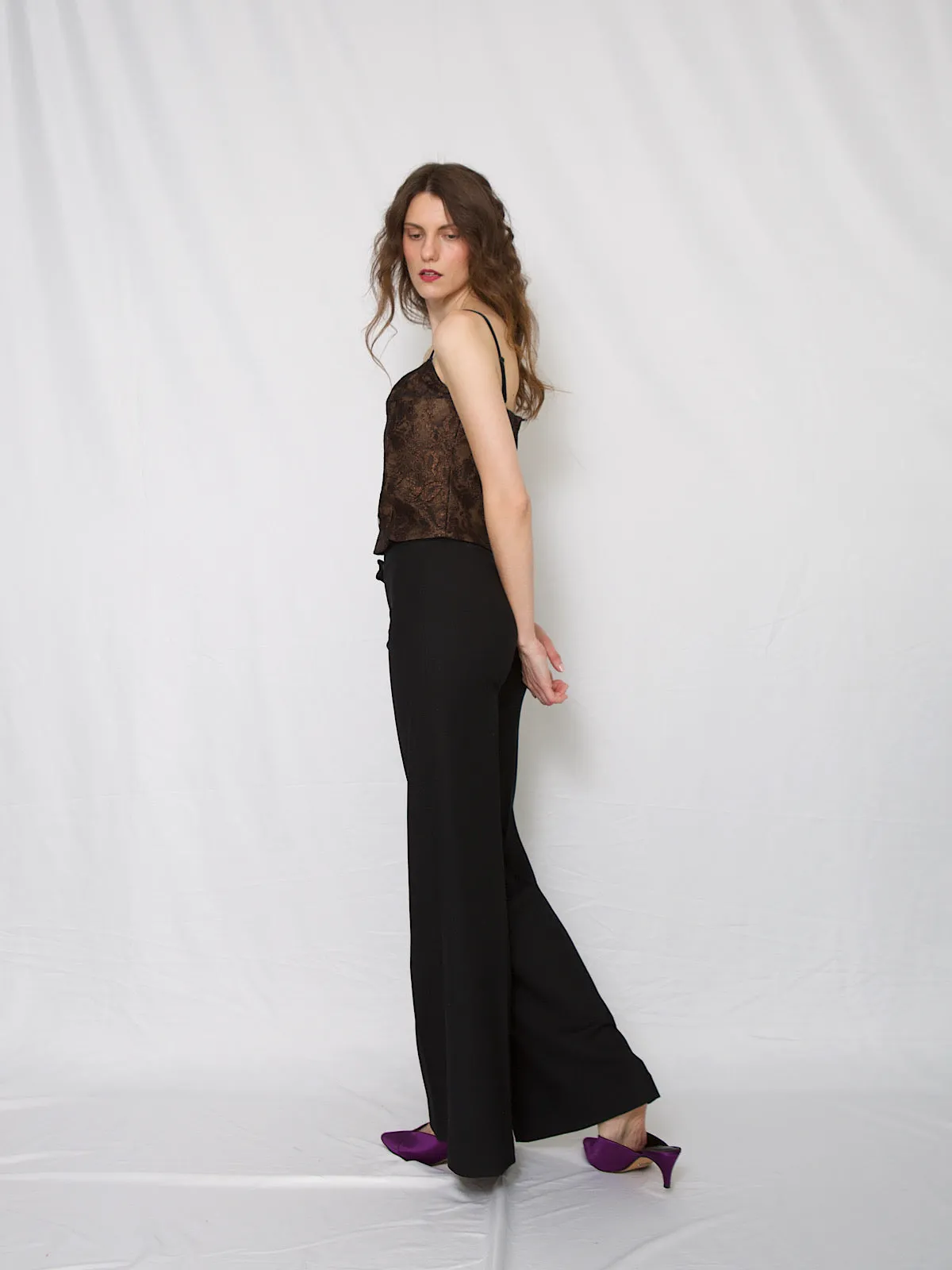 90s vintage flared trousers low waist by Barbara Bui
