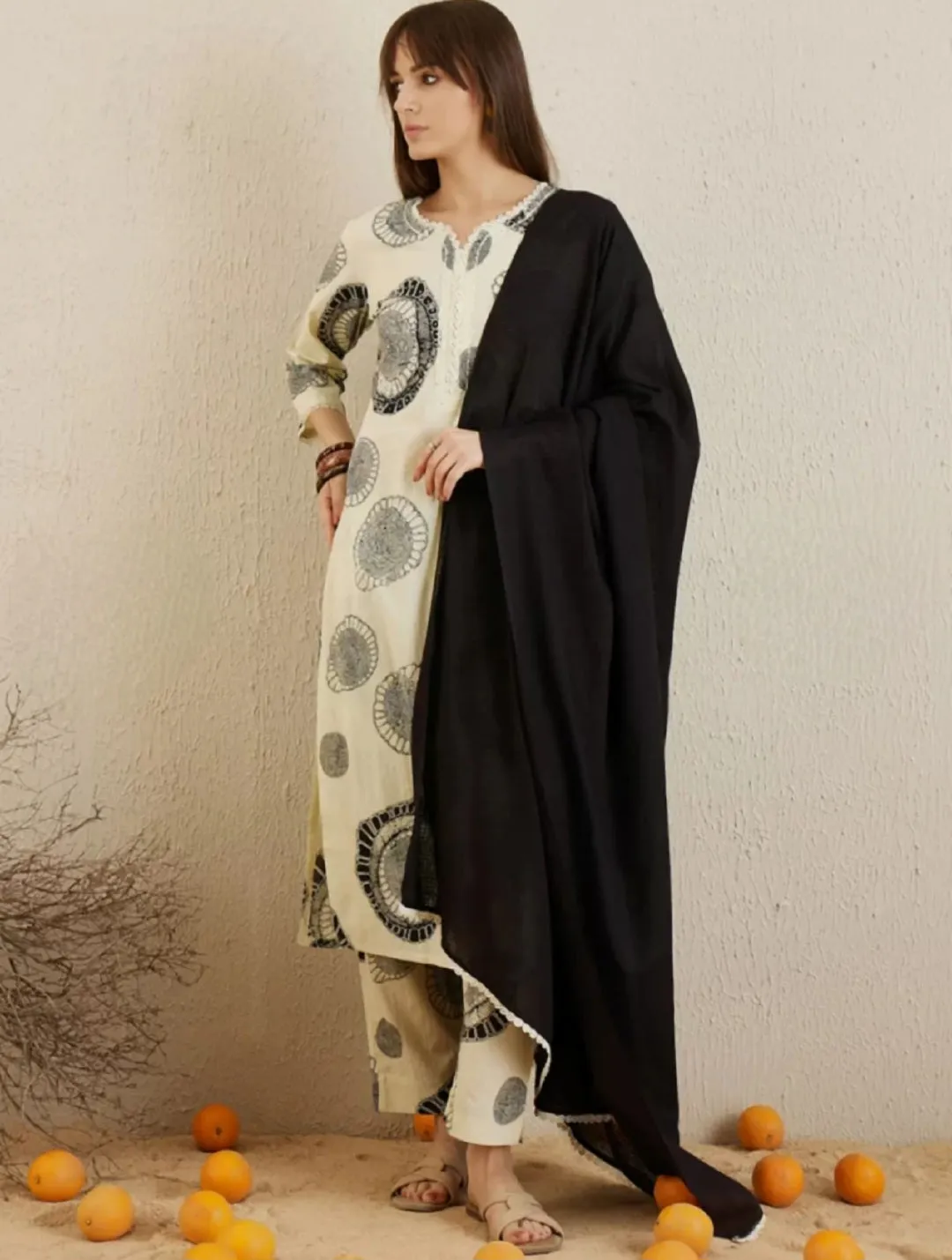 Abstract Printed Cotton Kurta Set