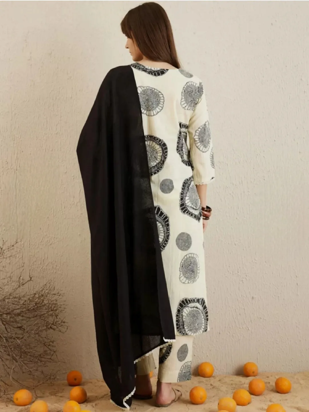 Abstract Printed Cotton Kurta Set