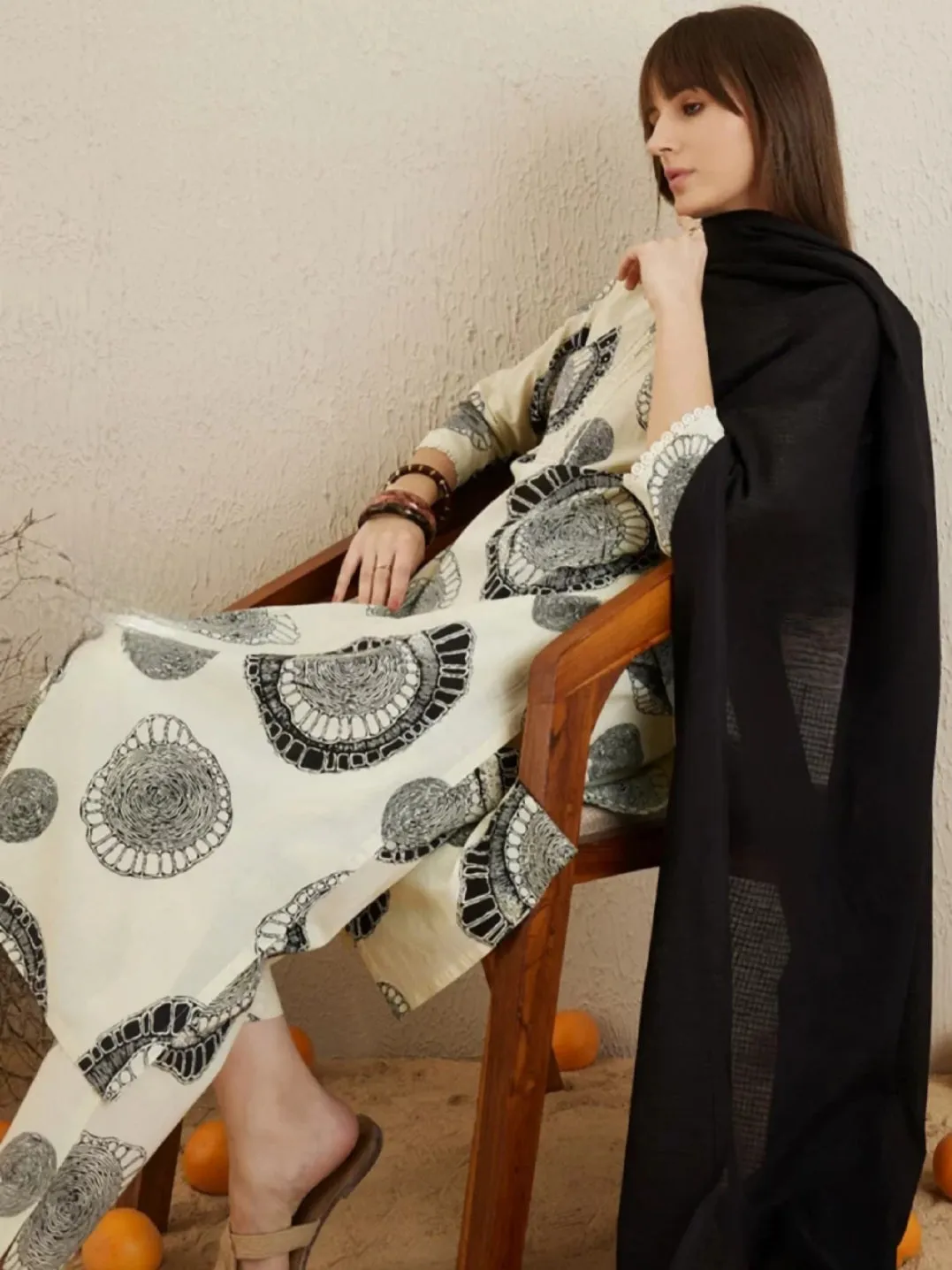 Abstract Printed Cotton Kurta Set