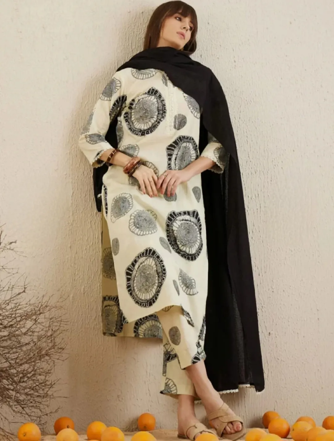 Abstract Printed Cotton Kurta Set