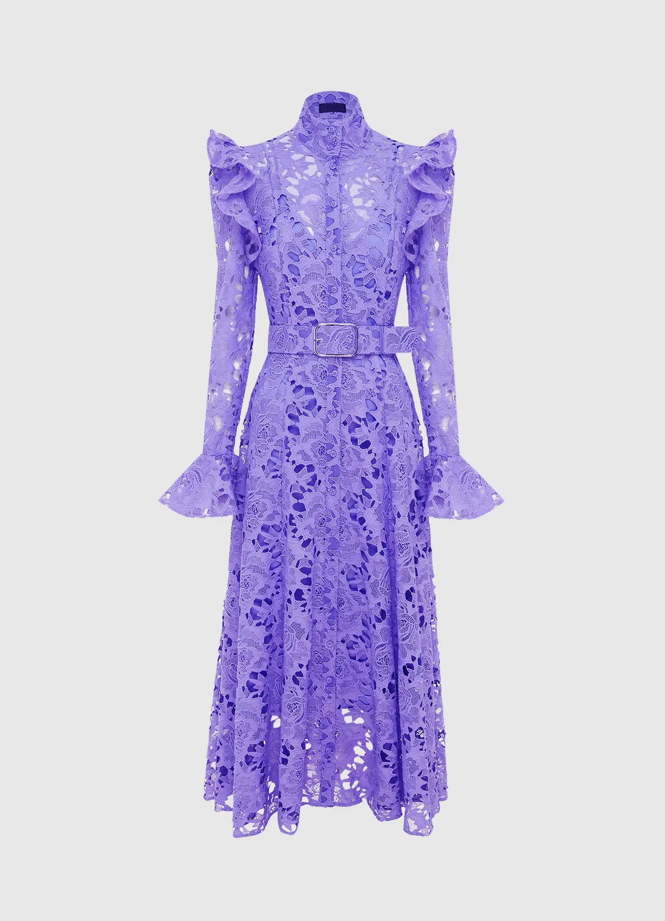Aliyah Lace Butterfly Sleeve Midi Dress - Lavender