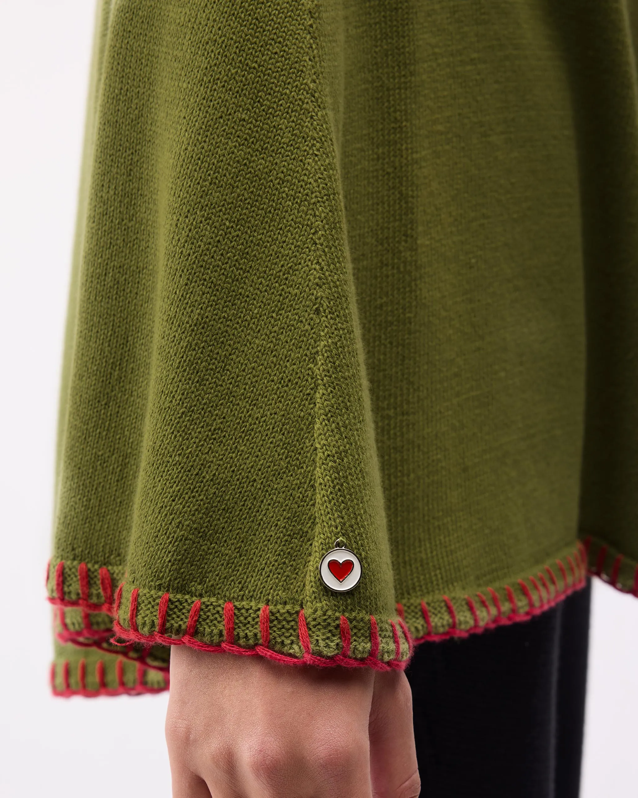 Alpine Poncho - Olive & Oatmeal