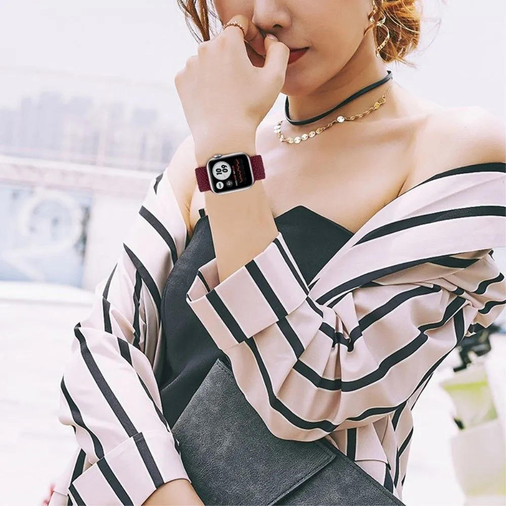 Apple Watch (45mm) elastic watch strap - Dark Red / Size: M