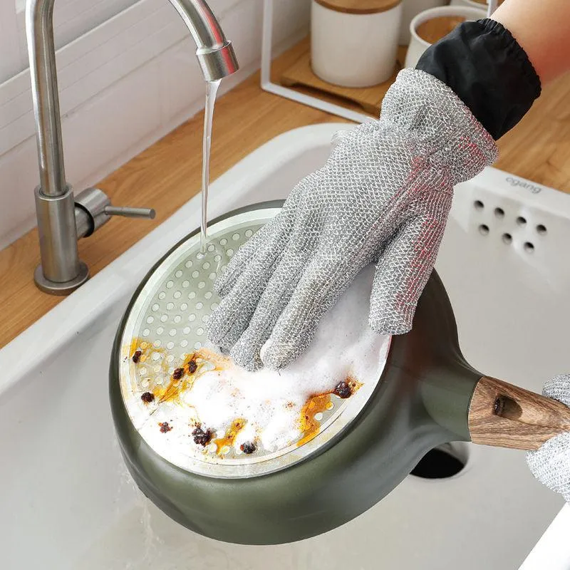 Bamboo fiber dishwashing gloves with cleaning thread