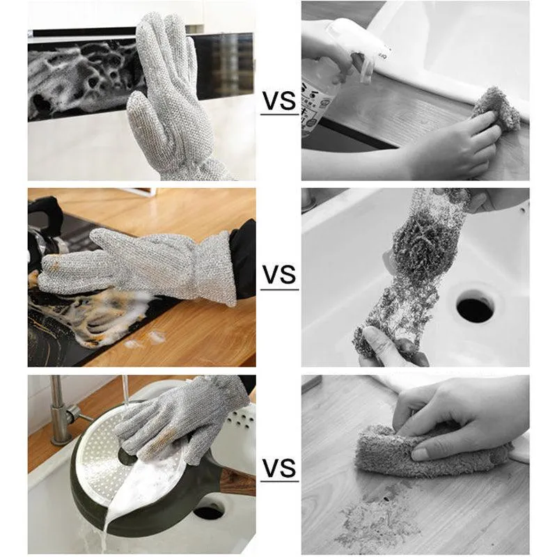 Bamboo fiber dishwashing gloves with cleaning thread