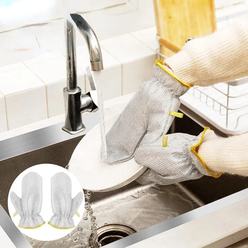 Bamboo fiber dishwashing gloves with cleaning thread