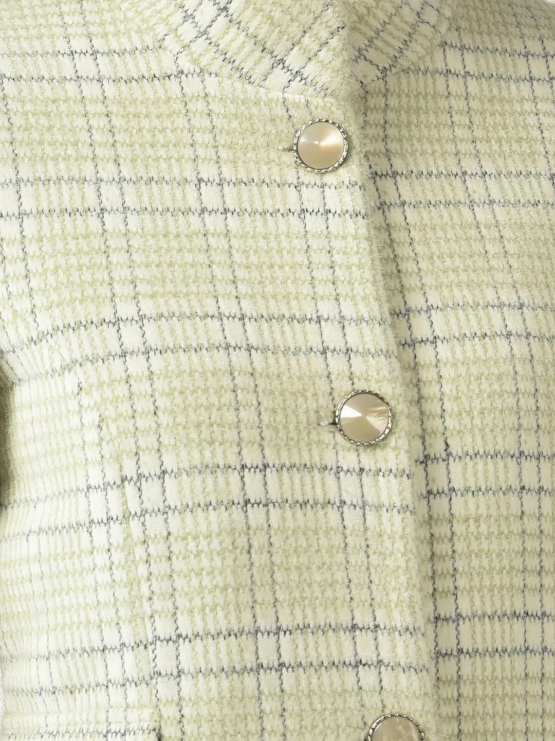 Beige Checked Over-Coat