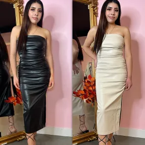 Belle Leather Midi Dress
