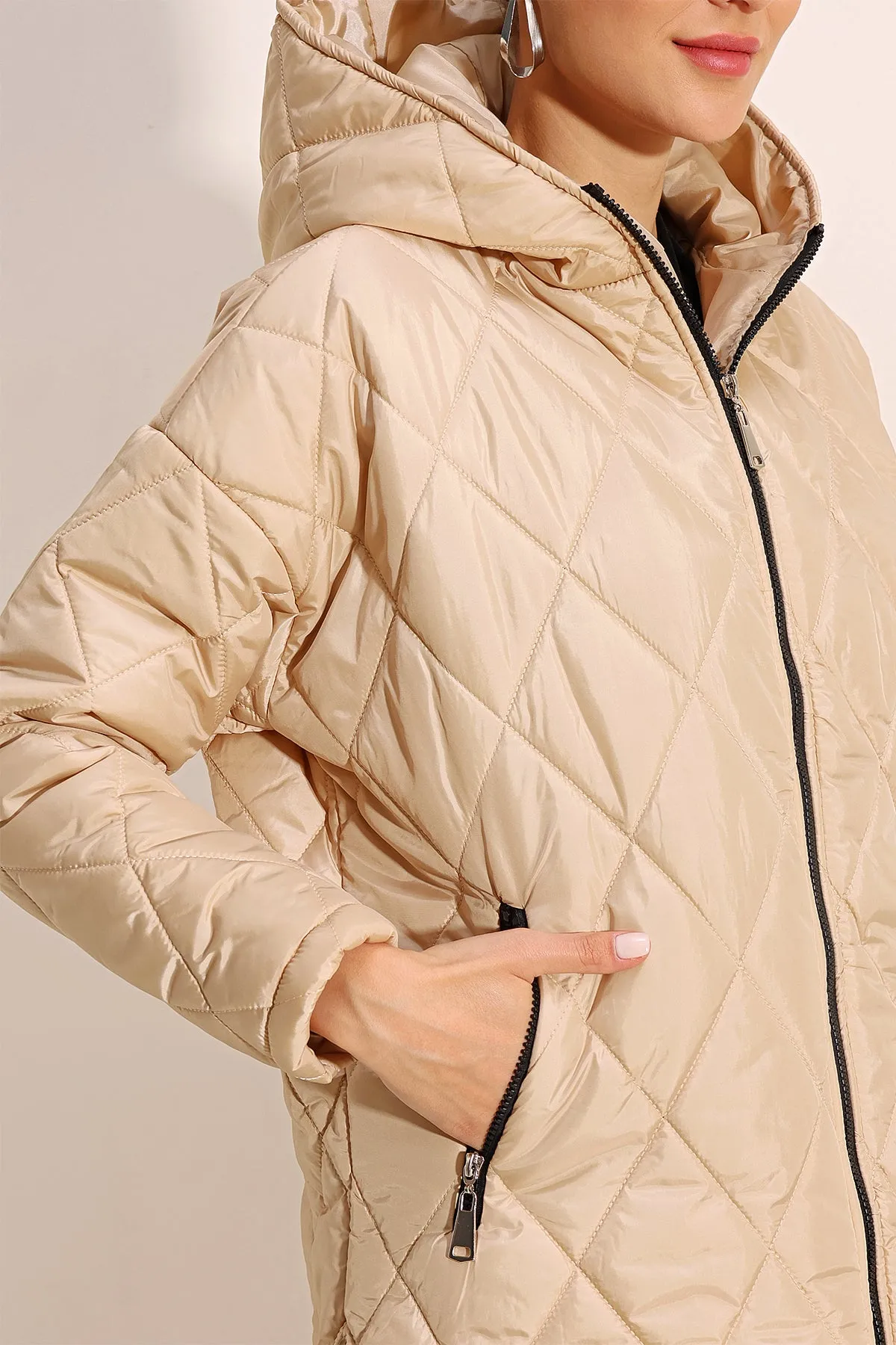 BGD Women Hooded Quilted Jacket - Beige - Avondale