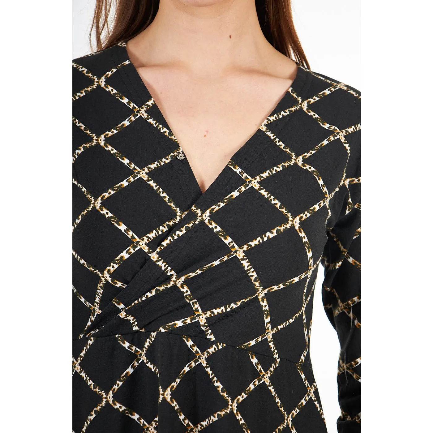 Black Pattern Printed Long Dress