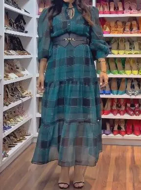 Blue Plaid Loose Dress