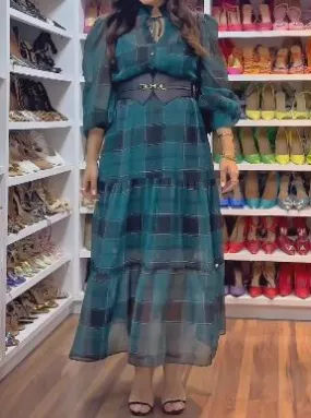 Blue Plaid Loose Dress