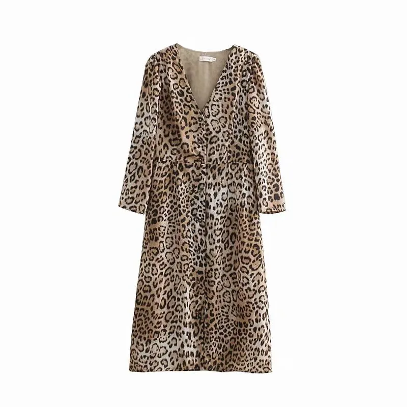 Boho Midi Dress,  Brown Tiger