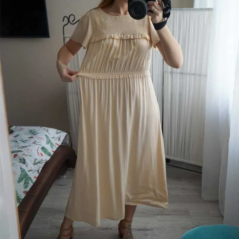Boho Midi Dress, Ruffle Grace in Black