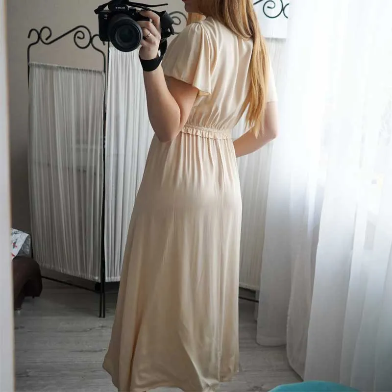 Boho Midi Dress, Ruffle Grace in Black