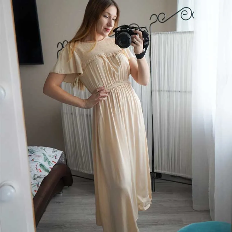 Boho Midi Dress, Ruffle Grace in Black