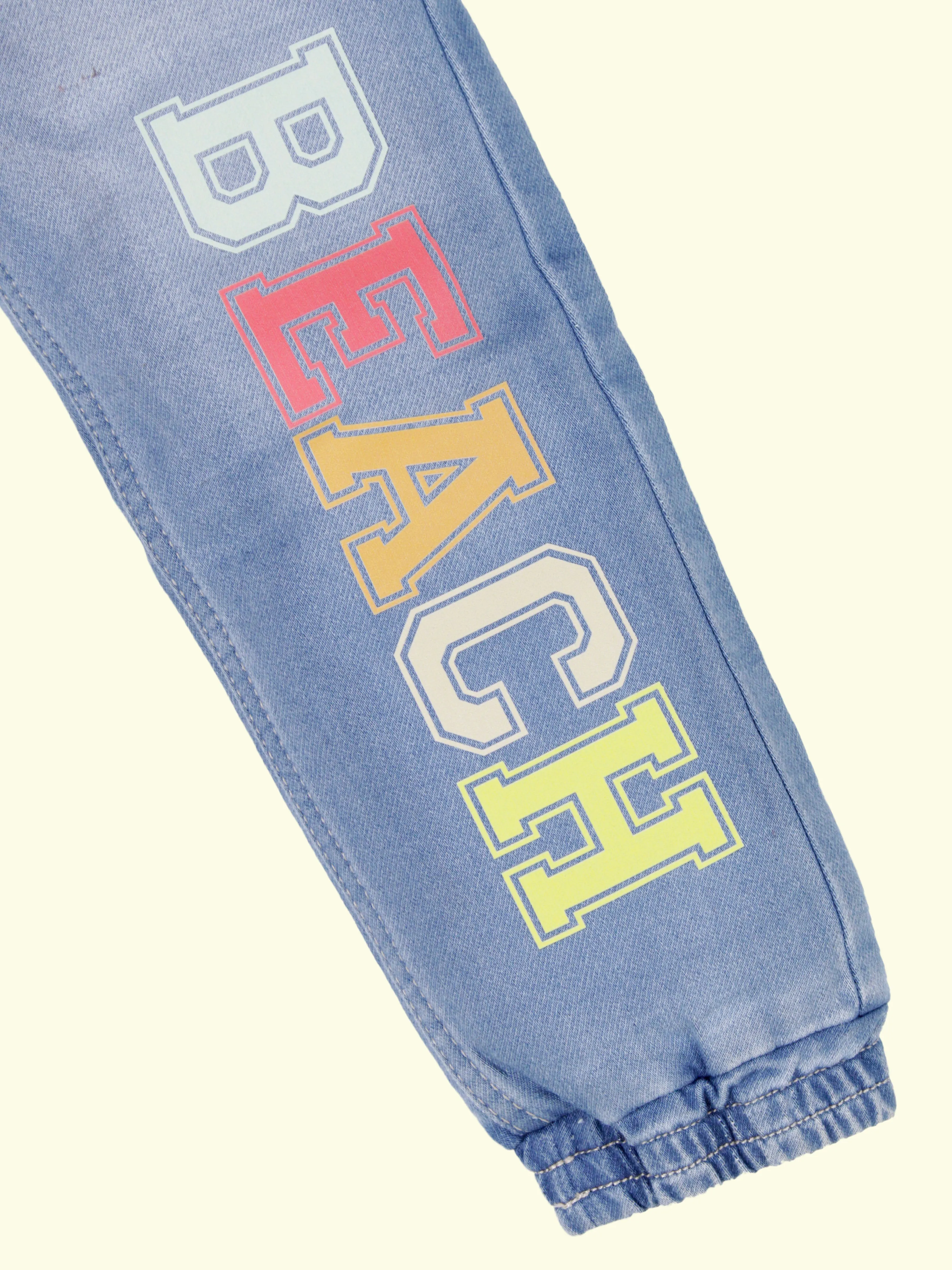 Boys Beach Multicolour Printed Jogger Denim Pant