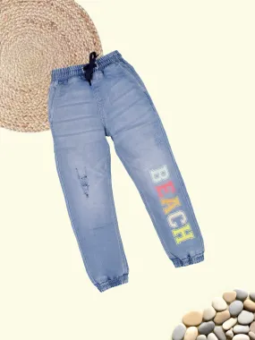 Boys Beach Multicolour Printed Jogger Denim Pant