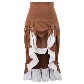Brown pleated steampunk skirt