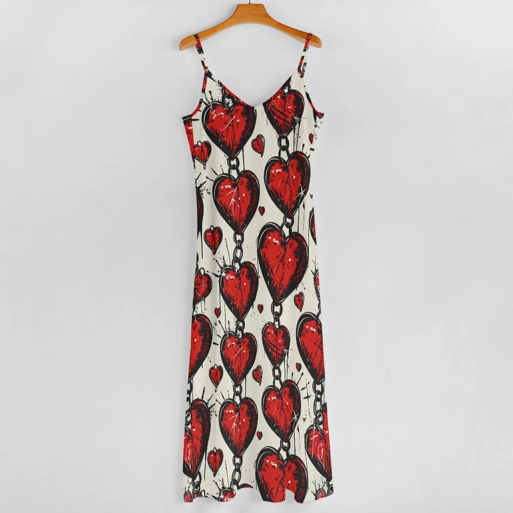 Chained Hearts Sling Ankle Long Dress