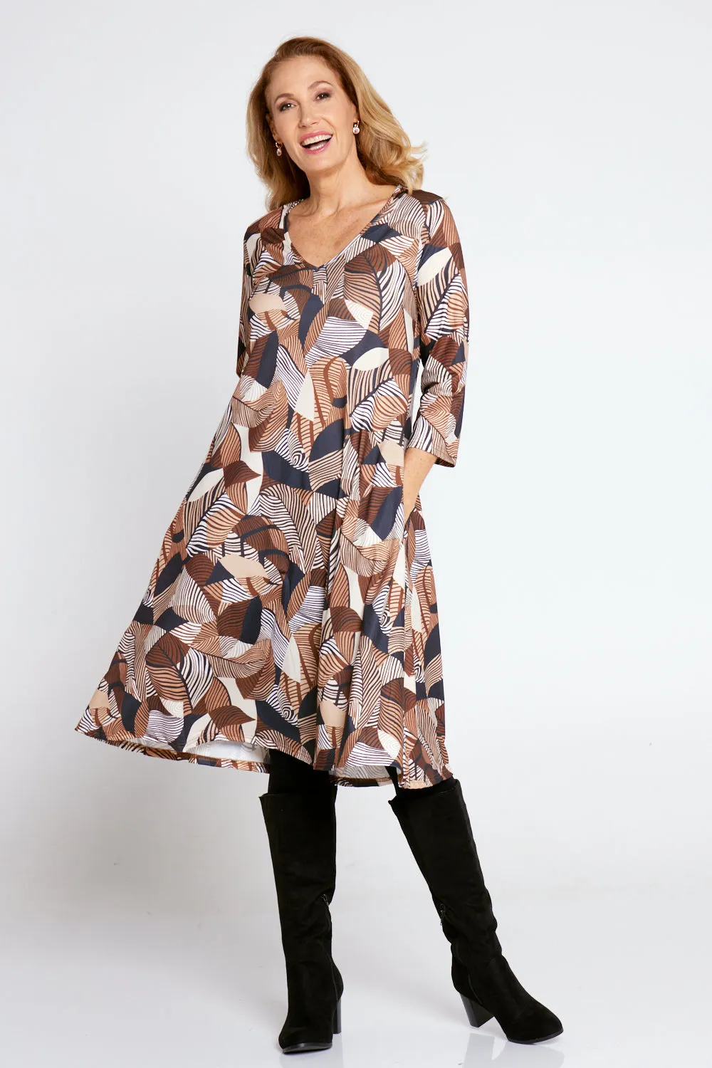 Christobel Sleeved Dress - Autumnal Choc