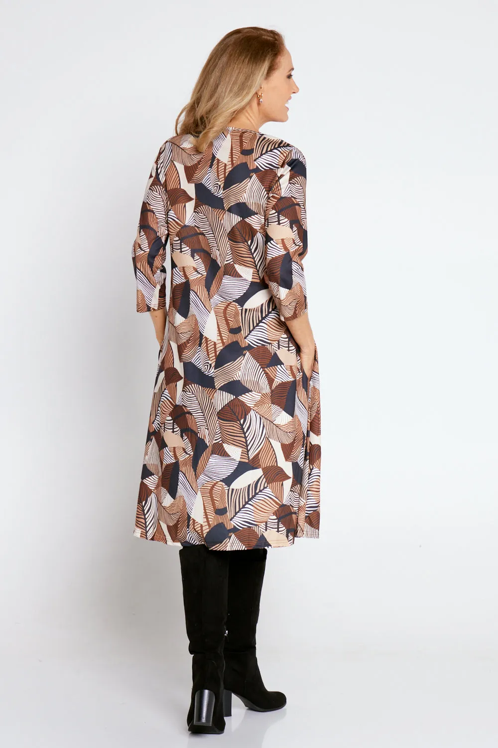 Christobel Sleeved Dress - Autumnal Choc