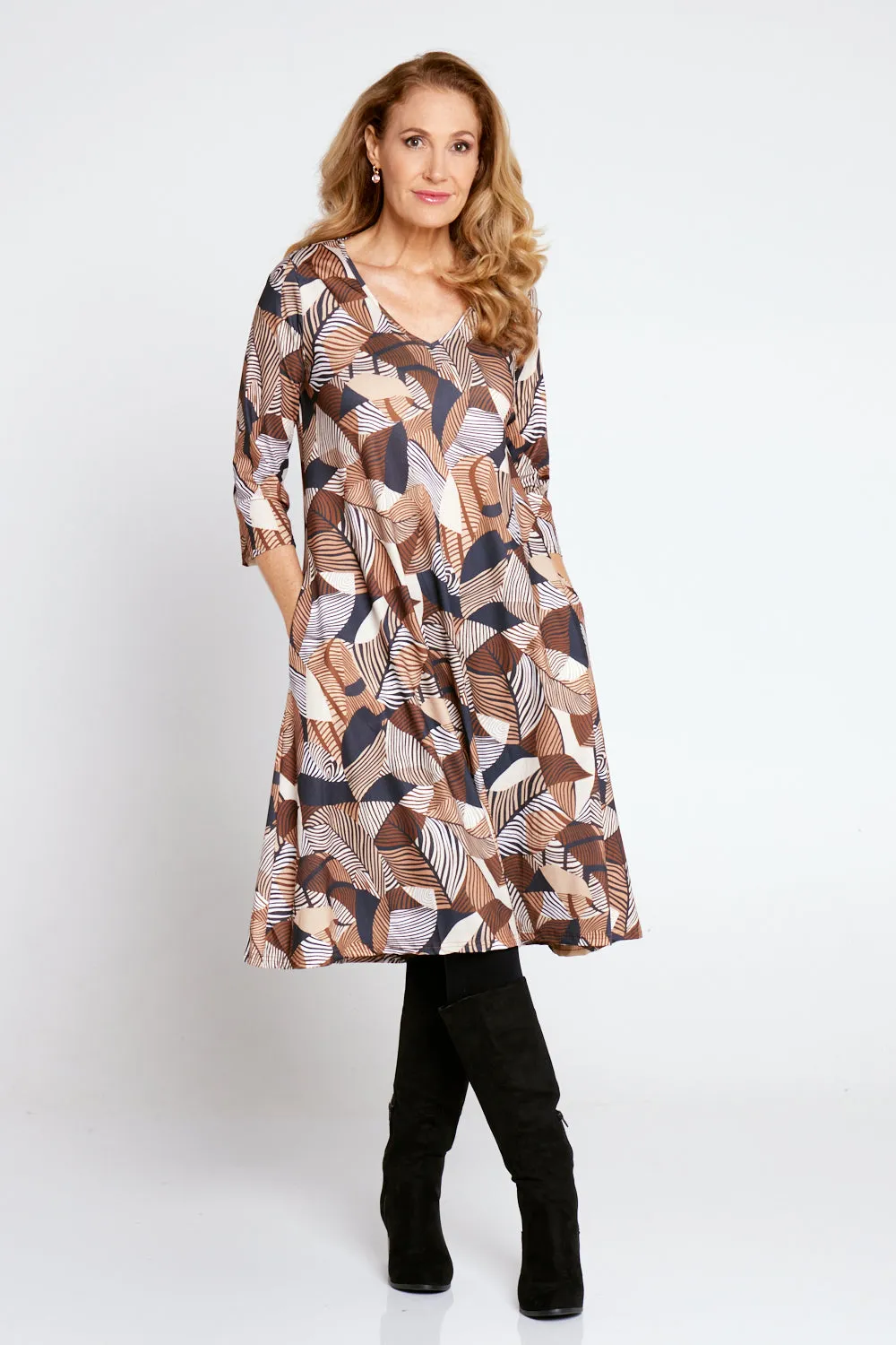 Christobel Sleeved Dress - Autumnal Choc