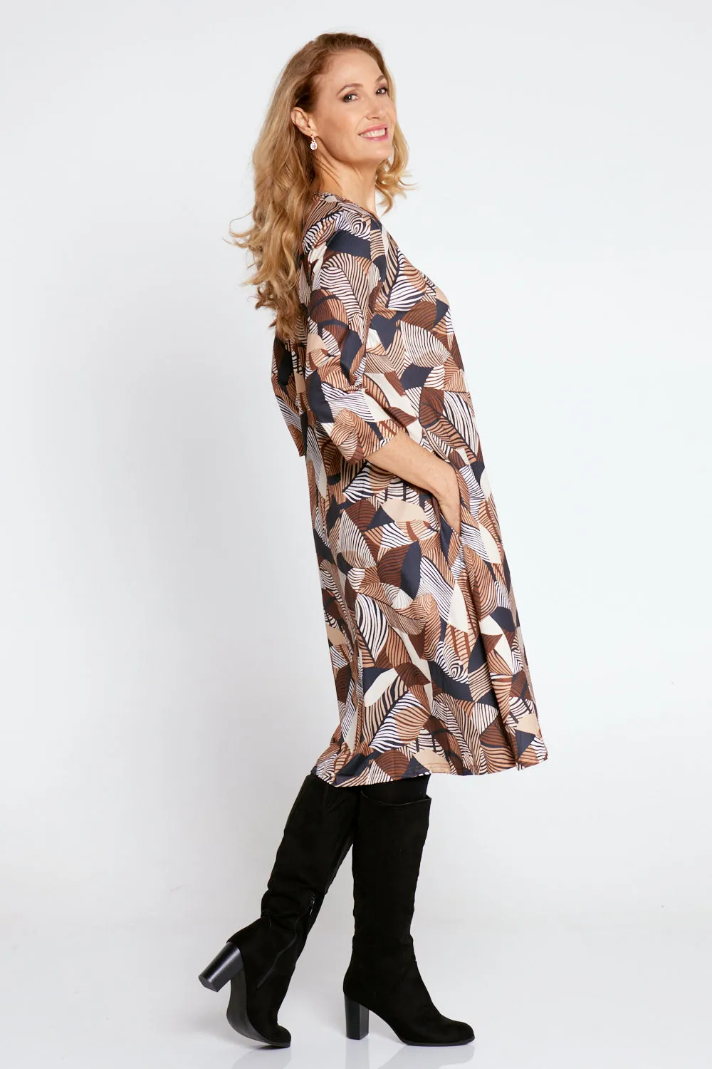 Christobel Sleeved Dress - Autumnal Choc