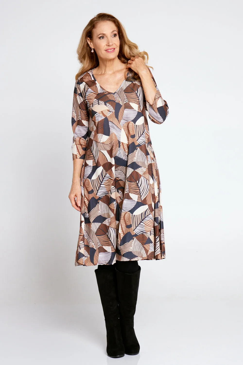 Christobel Sleeved Dress - Autumnal Choc