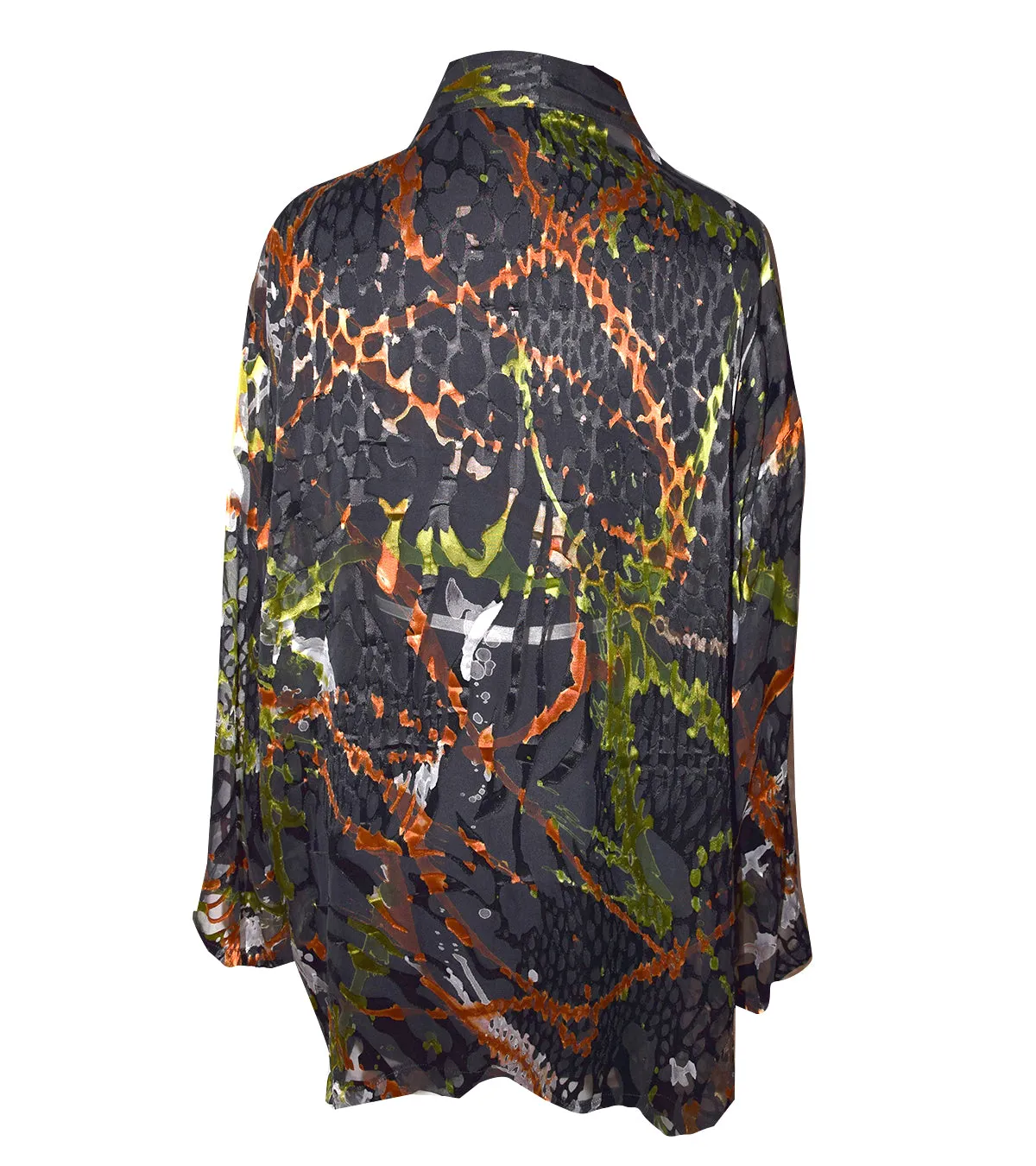 Copper and Black Silk/Rayon Devore Handsewn Silk Kimono Jacket