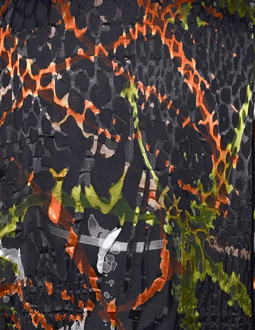 Copper and Black Silk/Rayon Devore Handsewn Silk Kimono Jacket