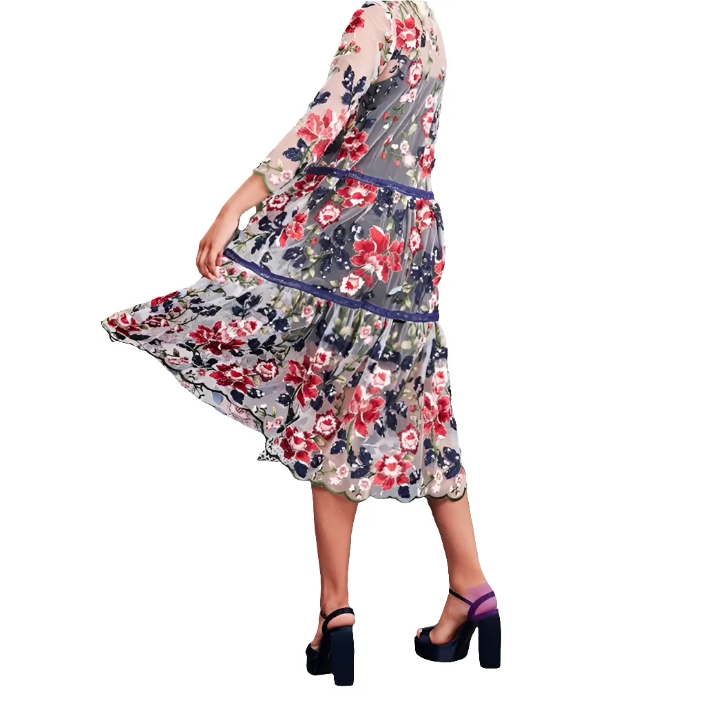 Curate In Other Gardens embroidered dress-XL/18-HIRE $60
