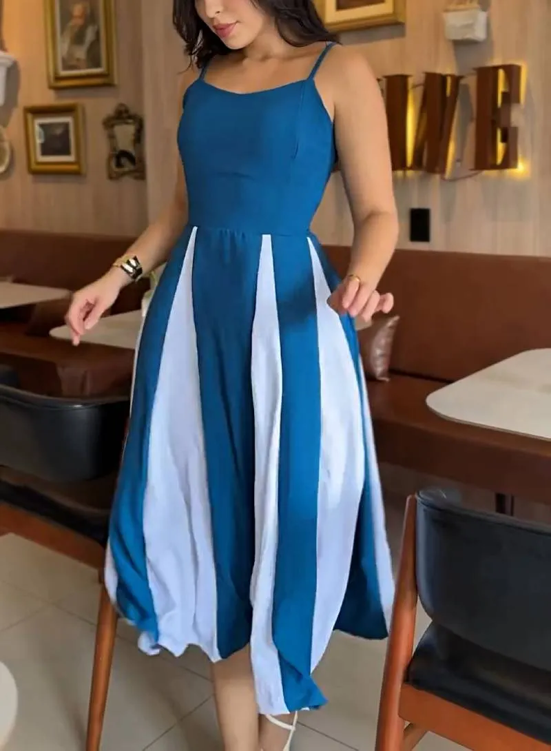 Cute Colorblock Hem Slip Dress