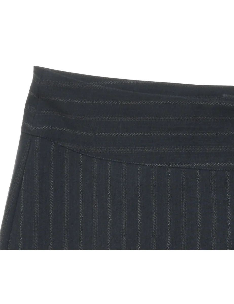 Dark Grey Low Rise Striped Trousers - W32 L32