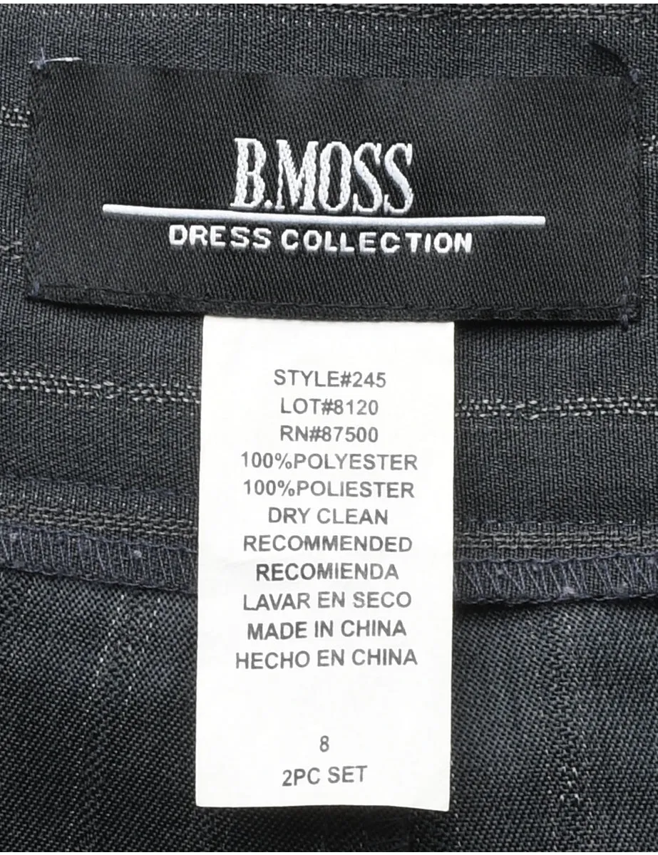 Dark Grey Low Rise Striped Trousers - W32 L32