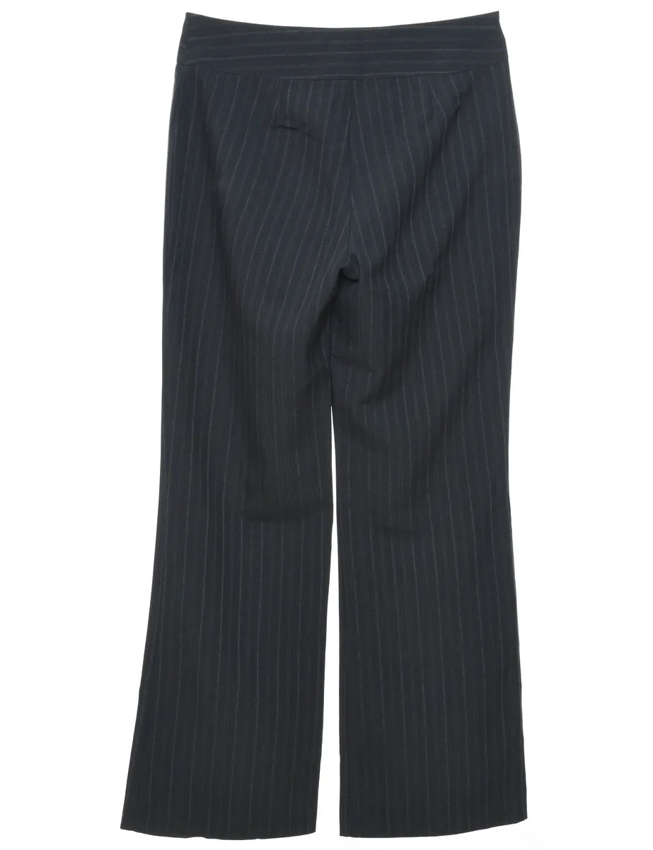 Dark Grey Low Rise Striped Trousers - W32 L32