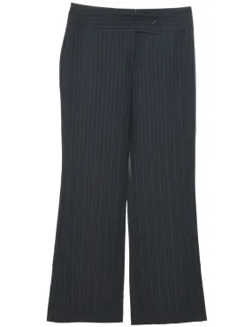 Dark Grey Low Rise Striped Trousers - W32 L32