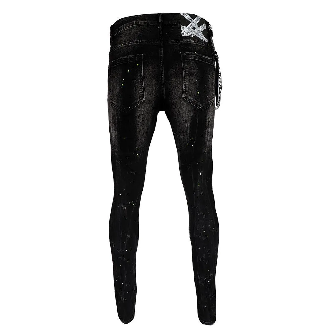 DSQ2 Men's Urban Styled Ripped Jeans- Black