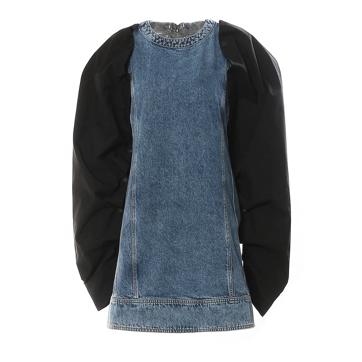 Elegant Denim Stitching Oversleeves Party Dress