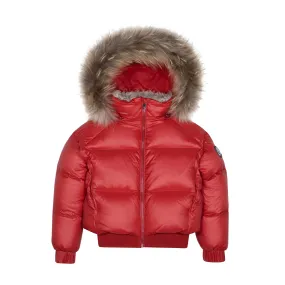 Ellabee Shearling Collar Bomber in Red
