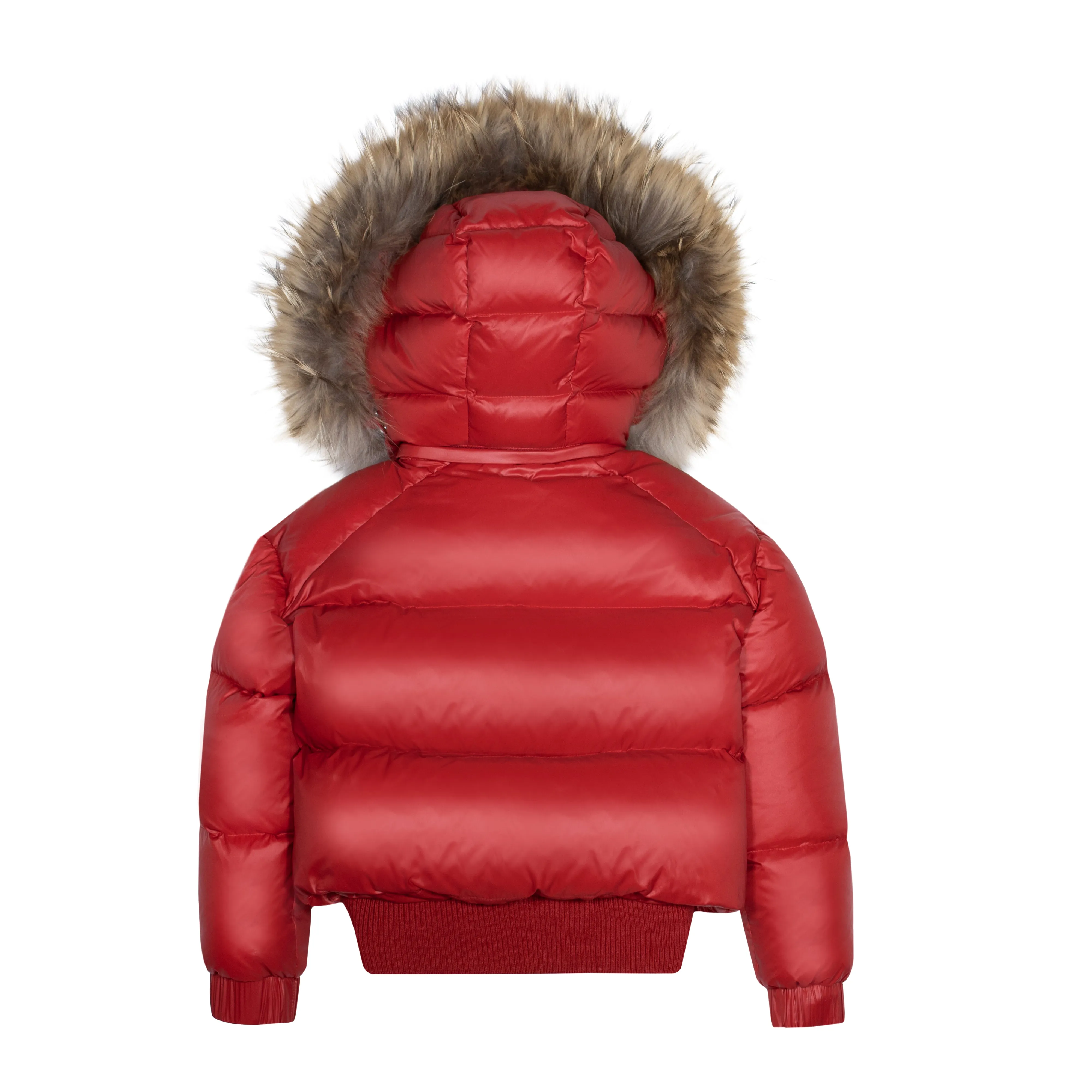 Ellabee Shearling Collar Bomber in Red