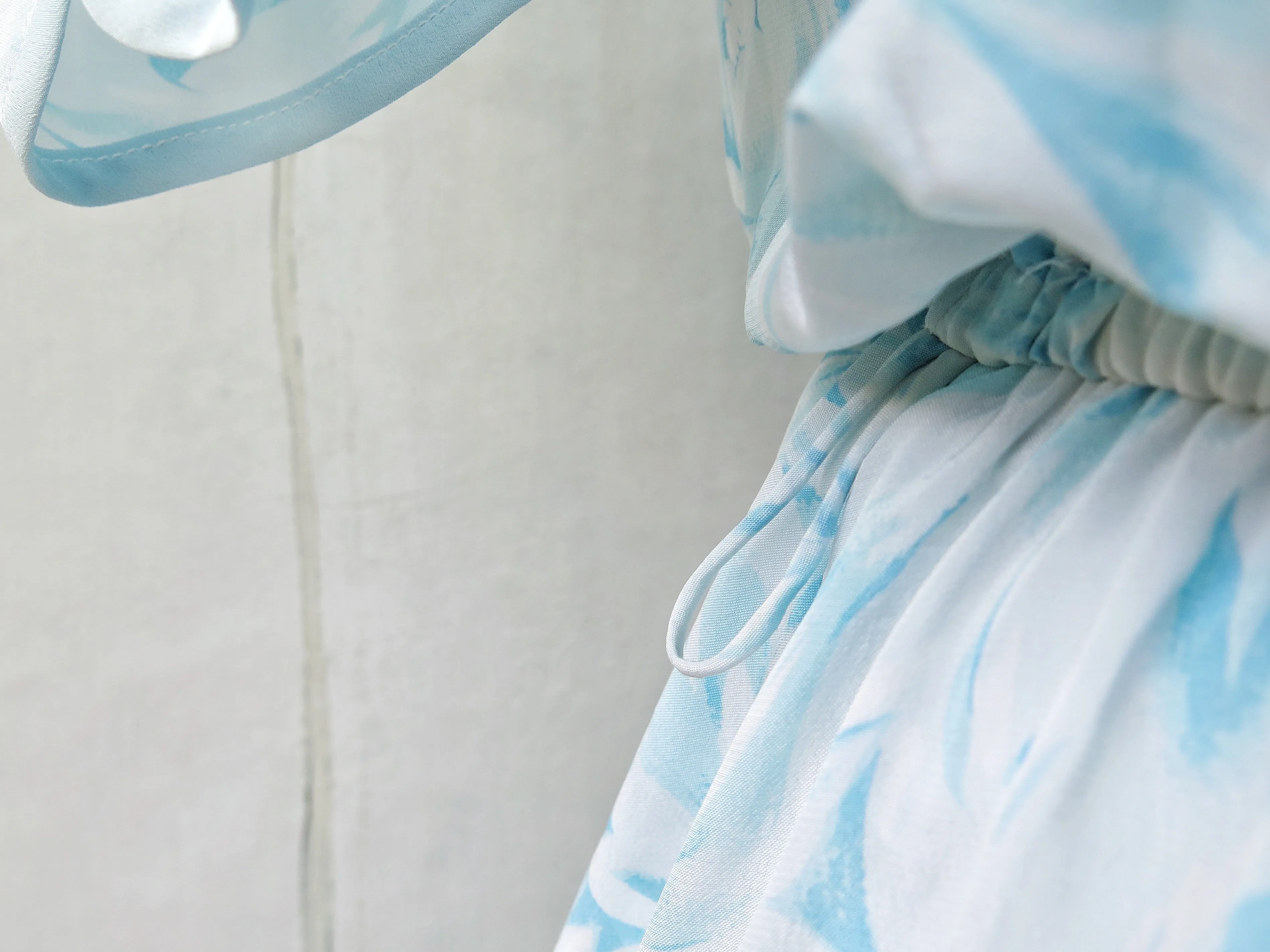 Elsa | Vintage 1950s 1969s Ethereal light blue rose print chiffon dress