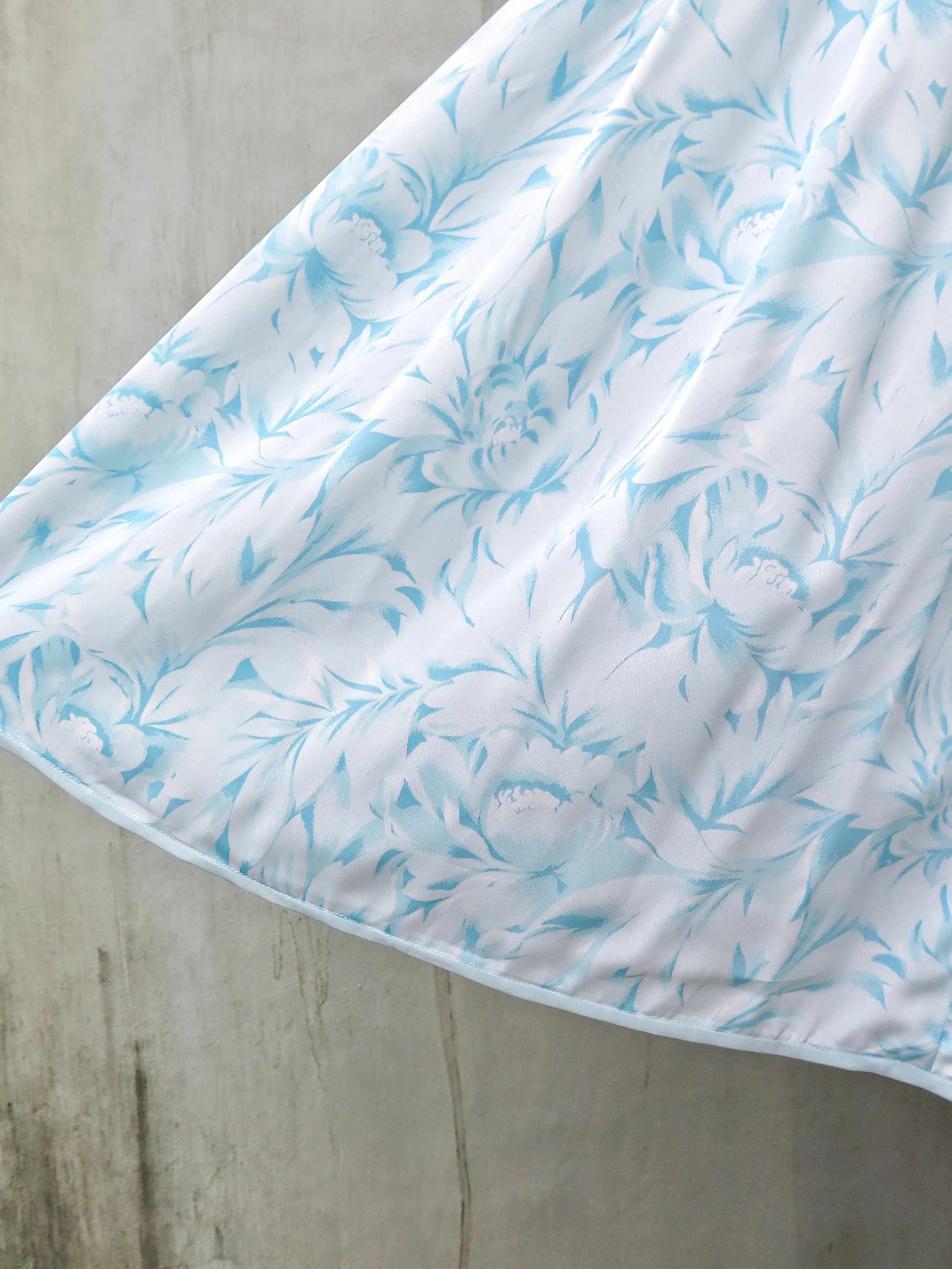 Elsa | Vintage 1950s 1969s Ethereal light blue rose print chiffon dress