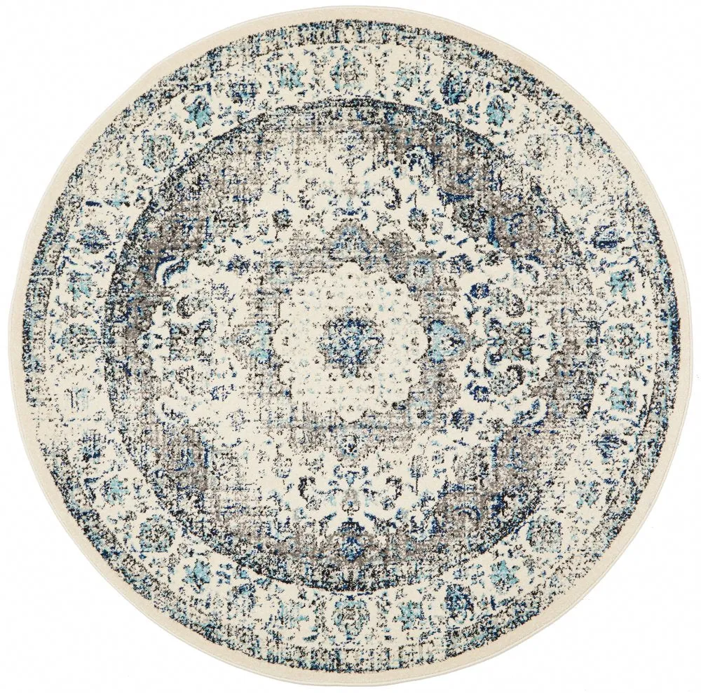 Evoke 251 Round Rug (White) by Rug Culture