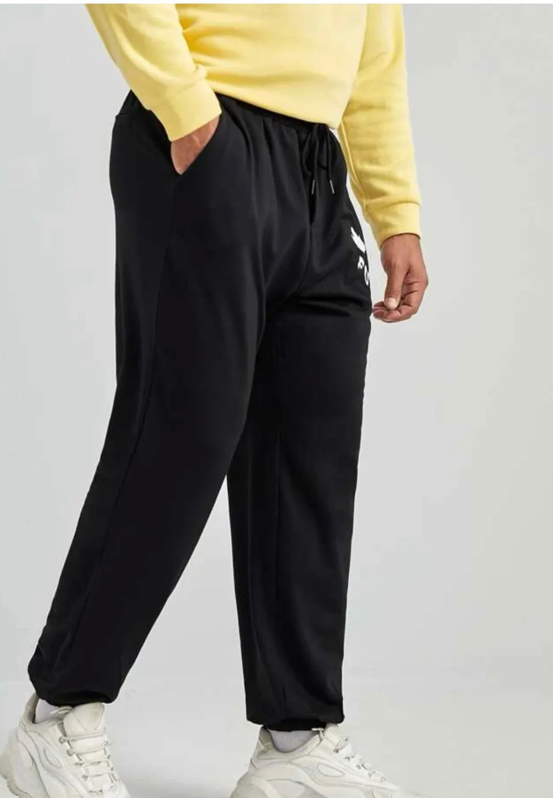 Extended sizes men 2pcs drawstring waist letter & graphic pattern sweatpants